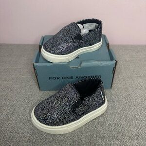 New Baby Kids Toms Black Iridescent Luca Droplets Slip On Shoes Size 4